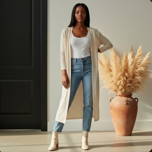 Wallflower Sheer Duster Cream Size Large - Picture 1 of 10